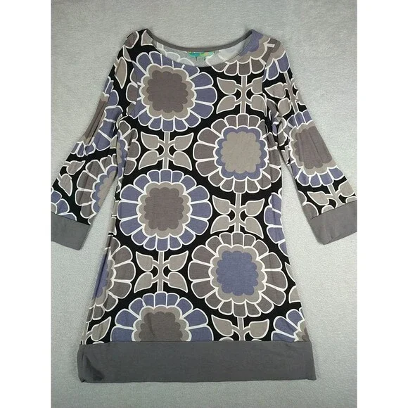 Boden | Tops | Boden Tunic Shirt Dress Size 8 Uk 2 Gray Floral Stretch |  Poshmark